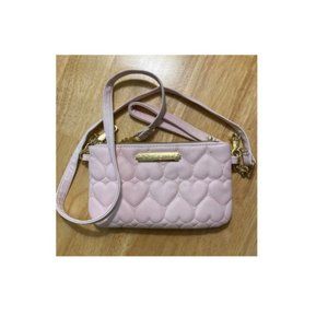 Betsey Johnson Heart Embossed Cell Phone Charging Wristlet Crossbody Bag